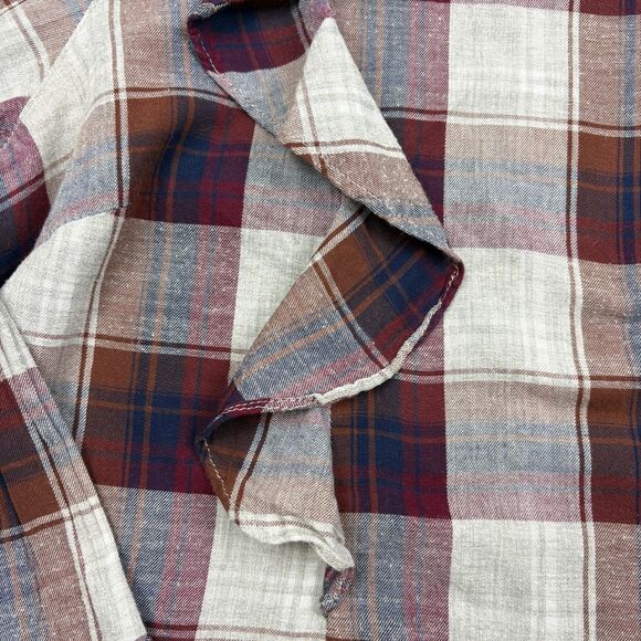 Capsule Plus Ruffle Plaid Blouse Burgundy Navy Cottagecore Prairie Chic 24 - Picture 4 of 14